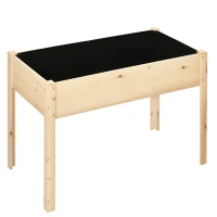 Outsunny 46'' x 24'' Raised Garden Bed, Wooden Elevated Planter Box with Non-Woven Liner for Vegetable, Flower, Herb in Patio, Backyard, Balcony(m-2)