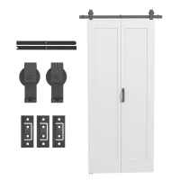 HOMCOM 35" x 83" Sliding Door with 3.6FT Bi-Folding Door, Hardware Kit Included & Handle, DIY Paintable MDF Surface(m-2)