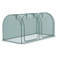 Outsunny 8' x 4' Crop Cage, Plant Protection Tent, with Two Zippered Doors and 4 Ground Stakes, for Garden, Yard, Lawn, Dark Green(m-11)
