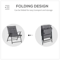 Outsunny Foldable Lounge Chair, Fabric Upholstered Recliner, Outdoor Lounger with Armrest, Metal Frame for Backyard, Grey(m-4)