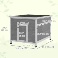 PawHut Duck Coop, Wooden Chicken House Rabbit Hutch with Openable Roof, Removable Floor, Double Doors, Ramp, Grey(m-3)