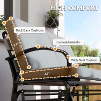 Outsunny Outdoor Glider Bench, 2-Person Patio Rocker Loveseat with Tufted Cushions, Steel Frame for Porch, Garden Backyard, Gray(m-5)