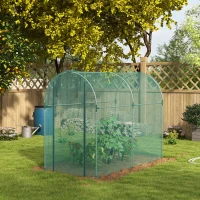 Outsunny Galvanized Steel Crop Cage, Plant Protection Tent with Zippered Door, 4' x 8', Green(m-8)