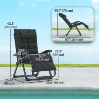 Outsunny Folding Garden Chairs Set of 2, Reclining Zero Gravity Chair, Sun Lounger with Cushion and Headrest, Black(m-3)