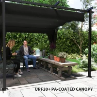 Outsunny 10' x 20' Metal Retractable Pergola Canopy with Sidewalls, Outdoor Gazebo UPF30+ Sun Shade Shelter for Garden, Deck(m-6)