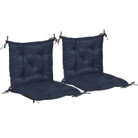 Outsunny Patio Chair Cushions Set of 2, 39" x 20" x 3" Outdoor Tufted Cushion Set with Ties for Indoor Outdoor Garden Furniture, Dark Blue(m-2)