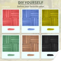 Outsunny 27 Pcs Wood Interlocking Deck Tiles, 12 x 12in Outdoor Flooring Tiles for Indoor and Outdoor Use, Tools Free Assembly, Brown(m-6)