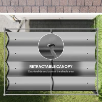 Outsunny 10x7ft Pergola with Retractable Roof Outdoor Patio Sun Shelter Garden Grape Tent Water-resistant Yard Shade Grey(m-6)