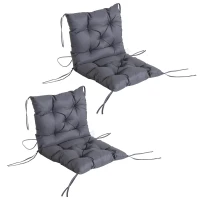 Outsunny Patio Chair Cushions Set of 2, 39" x 20" x 3" Outdoor Tufted Cushion Set with Ties for Indoor Outdoor Garden Furniture, Dark Grey(m-2)