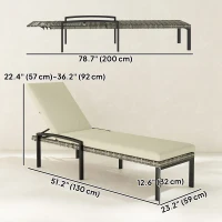 Outsunny Chaise Lounge Chairs Outdoor, Set of 2 Wicker Patio Lounge Chairs with 5-Level Adjustable Backrest, Cushion(m-3)