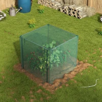 Outsunny Galvanized Steel Crop Cage, Plant Protection Tent with Zippered Door, 4' x 4', Green(m-9)