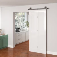 HOMCOM 35" x 83" Sliding Door with 3.6FT Bi-Folding Door, Hardware Kit Included & Handle, DIY Paintable MDF Surface(m-9)