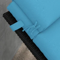 Outsunny Patio Chaise Lounge Chair Cushion Replacement Sun Lounger Pads with Headrest and Ties, Turquoise(m-9)