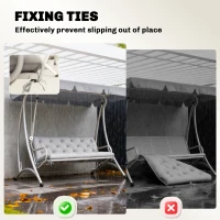 Outsunny 3-Seater Outdoor Bench Swing Chair Replacement Cushions for Patio Garden, Light Grey(m-6)