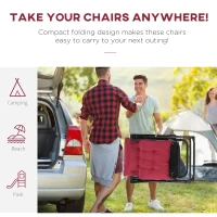 Outsunny Folding Garden Chairs Set of 2, Reclining Zero Gravity Chair, Sun Lounger with Cushion and Headrest, Wine Red(m-5)