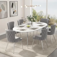 Set of 6 Velvet Dining Chairs with Electroplated Metal Legs, Upholstered Leisure Chairs for Homes, Condos, 21.5'' L x 20.5'' W x 33.5'' H, Gray+Silver(m-1)