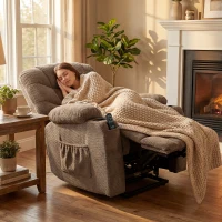 HOMCOM Power Recliner Chair with Massage, Electric Lift Chair for Elderly with Side Pockets, Cup Holders, Remote, Brown(m-10)