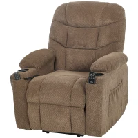 HOMCOM Power Recliner Chair with Massage, Electric Lift Chair for Elderly with Side Pockets, Cup Holders, Remote, Brown(m-2)