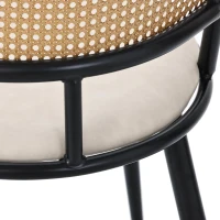 Set of 4 Modern Dining Chairs with PE Rattan Backrest, Ergonomic Side Chairs for Home or Restaurant, 19.5'' L x 19'' W x 31.5'' H, Black+Natural(m-10)