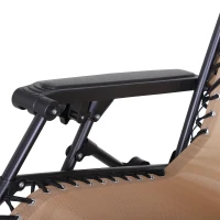 Outsunny 2 Piece Foldable Lounge Chair with Canopy Shade, Outdoor Zero Gravity Chair with Side Tray & Cup Holder, Reclining Lounger with Breathable Mesh Fabric Seat, Pillow, Beige(m-17)