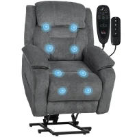 HOMCOM Power Recliner Chair with Massage, Electric Lift Chair for Elderly with Side Pockets, 2 Memory Positions, Remote, Grey(m-11)