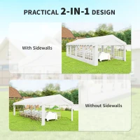 Outsunny 13'x26' Heavy Duty Large Party Tent & Carport with Removable Sidewalls, Windows, Portable Garage Canopy Tent, White(m-4)