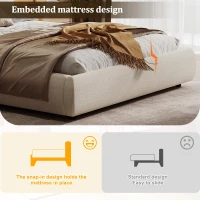 King Size Hydraulic Lift Storage Platform Bed with Washable Headrests, Sturdy Bed Frame with padded cushions, 91'' L x 80'' W x 37'' H, White(m-5)