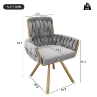 Set of 2 Velvet Dining Chairs with Upholstered Ergonomic Seats, Industrial-Chic Swivel Chairs with Metal Legs, 25'' L x 25'' W x 34'' H, Gray(m-3)