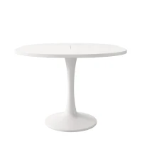 Extendable Round Dining Table for Open-Plan Kitchens and Dining Areas, Modern Table for 4–6 People, 55'' L x 39.5'' W x 29.5'' H, White(m-7)