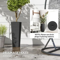 Outsunny 23.6 Inch Tall Planters for Outdoor Plants, Set of 2 Plastic Flower Pots with Drainage Holes, Black(m-6)