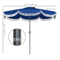 Outsunny 9FT Patio Umbrella Parasol, UPF 30+ Outdoor Market Umbrella with Crank, 8 Ribs, Push Button Tilt, Blue(m-3)