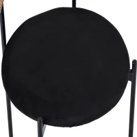 Set of 4 Velvet Dining Chairs with PE Rattan Backrest, Modern Leisure Chairs with Sturdy Metal Legs, 19.5'' L x 20'' W x 29.5'' H, Black+Natural(m-9)