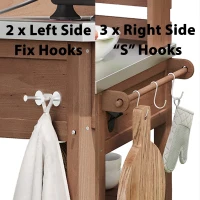 Outdoor Potting Bench Table with 2 Large Drawers, 4 Lockable Wheels, Wooden Kitchen Island with Stainless Steel Top, 52'' L x 22'' W x 65'' H, Brown(m-8)