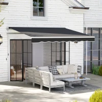 Outsunny 8' x 7' Retractable Awning, Patio Awnings, Sunshade Shelter with 280 g/m² UV & Water-Resistant Fabric, Black(m-1)