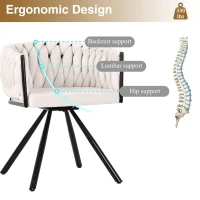 Set of 4 Velvet Dining Chairs with 4 Metal Support Legs, Swivel Upholstered Chairs with Ergonomic Support, 23'' L x 21'' W x 28.5'' H, Beige(m-4)