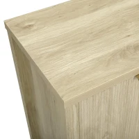 Fluted Buffet Sideboard with 4-Door Cabinet, Adjustable Shelves, Farmhouse Storage with Soft-Close Hinges, 55'' L x 15.5'' W x 33'' H, Natural(m-11)