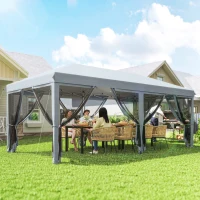 Outsunny 10' x 20' Pop Up Canopy Tent Gazebo with Removable Mesh Sidewall Netting, Carry Bag for Backyard Patio Outdoor, Grey(m-1)