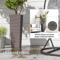 Outsunny 32 Inch Tall Planters for Outdoor Plants, Set of 2 Plastic Flower Pots with Drainage Holes, Brown(m-6)