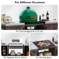 Outdoor Kitchen Island with Stainless Steel Top, Adjustable 5‑Level Shelves, Fir Wood Grill Cart with Drawer, 66.5'' L x 23'' W x 34.5'' H, Dark Brown(m-7)