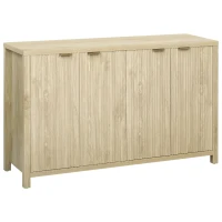 Fluted Buffet Sideboard with 4-Door Cabinet, Adjustable Shelves, Farmhouse Storage with Soft-Close Hinges, 55'' L x 15.5'' W x 33'' H, Natural(m-14)
