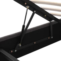 Queen Size Hydraulic Storage Bed with Remote-Controlled LED Headboard, Solid Bed Frame with Reinforced Leg, 84'' L x 61.5'' W x 39'' H, Grey(m-12)