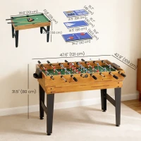 Soozier 48 in 13-in-1 Combo Multi Game Table with Foosball, Pool, Hockey and More for Adults, Light Walnut(m-3)