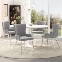 Set of 4 Velvet Dining Chairs with 4 Metal Support Legs, Upholstered Leisure Accent Chair for Modern Condos, 21.5'' L x 20.5'' W x 33.5'' H, Gray(m-5)
