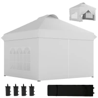 Outsunny 10' x 10' Pop Up Canopy Tent, Instant Sun Shelter, Tents for Parties, with Wheeled Carry Bag, White(m-2)