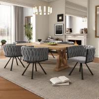 Set of 6 Velvet Dining Chairs with Ergonomic 3D Wraparound Support, Modern Swivel Chairs with Thick Padded Seat, 23'' L x 21'' W x 28.5'' H, Gray(m-7)