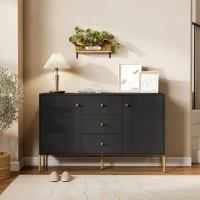 HOMCOM Buffet Cabinet, Modern Sideboard with 3 Soft-Close Drawers and 2 Adjustable Shelves for Living Room, Kitchen, Black(m-10)