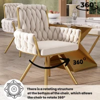 Set of 6 Velvet Dining Chairs with Electroplated Metal Legs, Upholstered Chairs with Ergonomic Support, 25'' L x 25'' W x 34'' H, Beige+Gold(m-4)