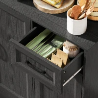 HOMCOM 71" Pantry Cabinet with Charging Station, Kitchen Storage Cabinet with Microwave Stand, Adjustable Shelves, Black(m-10)