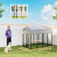 PawHut 8' x 4' x 6' Outdoor Dog Kennel, Dog Kennel Outside Run with 360° Rotating Bowls, Waterproof & UV Resistant Cover(m-3)