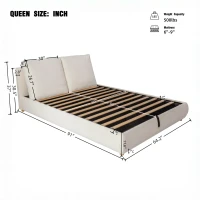 Queen Size Hydraulic Lift Storage Bed with Removable-Washable Headrests, Solid Bed Frame with Padded Cushions, 91'' L x 64'' W x 37'' H, White(m-3)